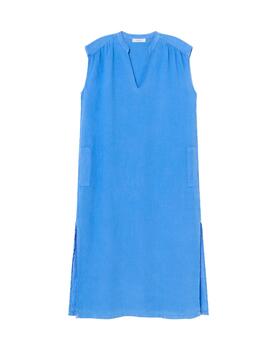 Vestido Sita Murt Básico Lino Azul