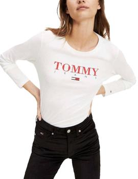 Camiseta Tommy Jeans Logo Manga Larga Blanco