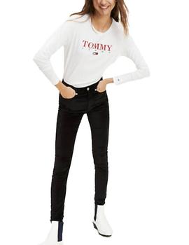 Camiseta Tommy Jeans Logo Manga Larga Blanco