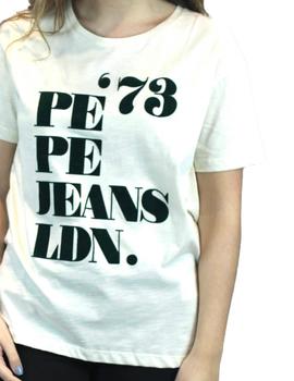 Camiseta Pepe Jeans Logo Terciopelo Beige