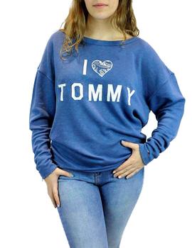 Sudadera Tommy Jeans Cuello Barco Con Logo Azulón