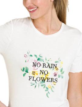 Camiseta Naf Naf Flores Con Mensaje Crudo