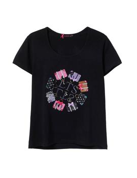 Camiseta Lolitas-L Estampado Bolsos Negro