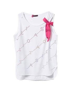 Camiseta Lolitas-L Pedrería y Lazo Blanco