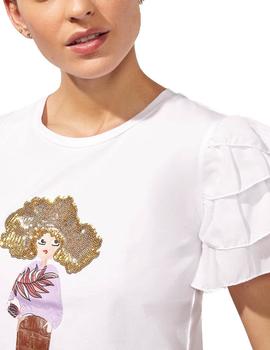 Camiseta Lolitas-L Volantes Y Lentejuelas Blanco