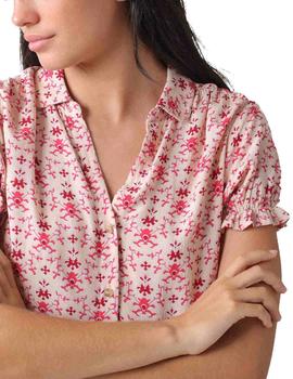 Camisa Indi-cold Estampado Geométrico Rosa