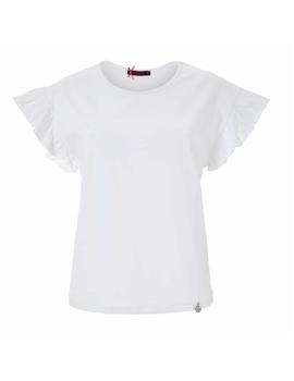 Camiseta Lolitas-L Manga Sisa Volantes Blanco